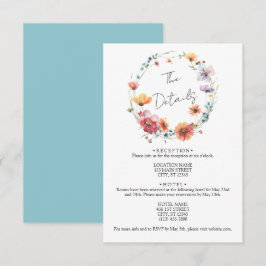 エレガントなワイルドフラワーのリース 夏の結婚式の詳細 エンクロージャーカード