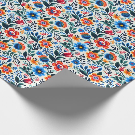 エレガントなワイルドフラワーの植物パターン ラッピングペーパー (角)