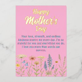 エレガントなワイルドフラワーの母の日カード 箔シーズンカード