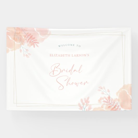 エレガントなワイルドフラワーの水彩画 ブライダルシャワー 横断幕 (横)