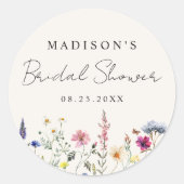 エレガントなワイルドフラワーの牧場クリーム色のウェディングシャワー ラウンドシール (正面)