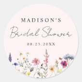 エレガントなワイルドフラワーの牧場 ブッシュピンクの結婚前お披露目パーティー ラウンドシール (正面)
