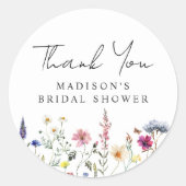 エレガントなワイルドフラワーの牧場 ブライダルシャワーのお礼 ラウンドシール (正面)