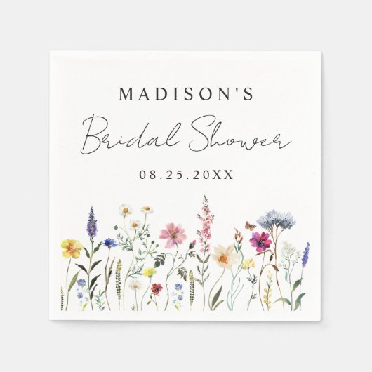 エレガントなワイルドフラワーの牧場 ブライダルシャワー スタンダードカクテルナプキン (正面)
