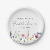エレガントなワイルドフラワーの牧場 ブライダルシャワー ペーパープレート (正面)