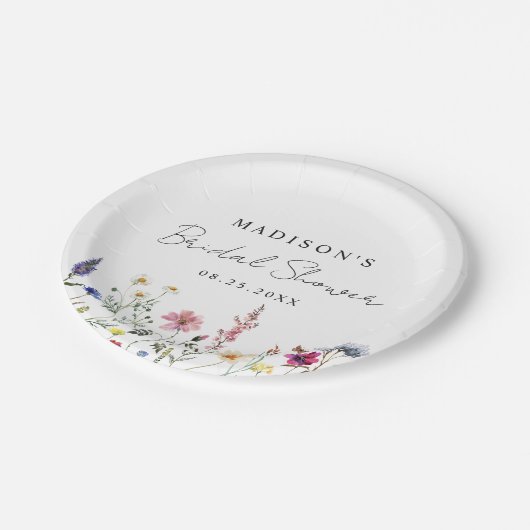 エレガントなワイルドフラワーの牧場 ブライダルシャワー ペーパープレート (アングル)