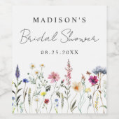 エレガントなワイルドフラワーの牧場 ブライダルシャワー ワインラベル (シングルラベル)