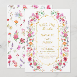 エレガントなワイルドフラワーの牧場　春の庭園ウェディング セーブザデート