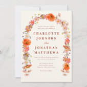 エレガントなワイルドフラワーの秋のウェディング 招待状 (正面)