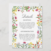 エレガントなワイルドフラワーの結婚式詳細案内カード 招待状 (正面)