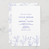 エレガントなワイルドフラワーの花の結婚式の招待状 招待状 (正面/裏面)