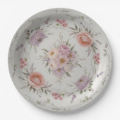 エレガントなワイルドフラワーの花柄パターンの夏のウェディング ペーパープレート (正面)