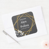 エレガントなワイルドフラワーの額縁がお出迎え スクエアシール (封筒)