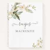 エレガントなワイルドフラワーグリーン ボタニカル レシピ ノートブック (正面)