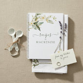 エレガントなワイルドフラワーグリーン ボタニカル レシピ ノートブック