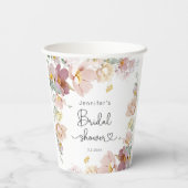エレガントなワイルドフラワーズ ブッシュピンクのブライズシャワー 紙コップ (裏面)