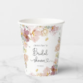 エレガントなワイルドフラワーズ ブッシュピンクのブライズシャワー 紙コップ (正面)
