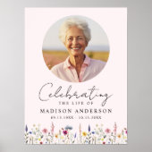 エレガントなワイルドフラワーピンク写真　人生の祝祭 ポスター (正面)