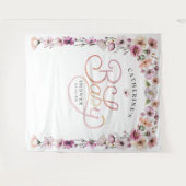 エレガントなワイルドフラワーベイビーシャワーバックドロップ - ダスティピンク タペストリー (正面(横))