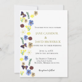 エレガントなワイルドフラワーボホホワイトウェディング 招待状