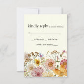 エレガントなワイルドフラワーボホ RSVP カード (正面)