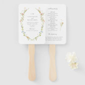 エレガントなワイルドフラワーモノグラムガーデンウェディングプログラム ハンドファン (正面&裏面)