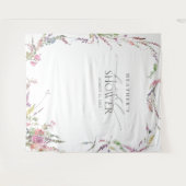 エレガントなワイルドフラワー水彩シャワー写真撮影ブース タペストリー (正面(横))