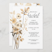 エレガントなワイルドフラワー水彩花のブライダルシャワー 招待状 (正面/裏面)