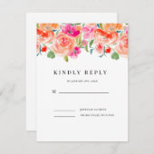 エレガントなワイルドフラワー結婚式の出欠確認 出欠カード (正面/裏面)