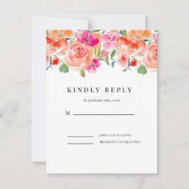 エレガントなワイルドフラワー結婚式の出欠確認 出欠カード