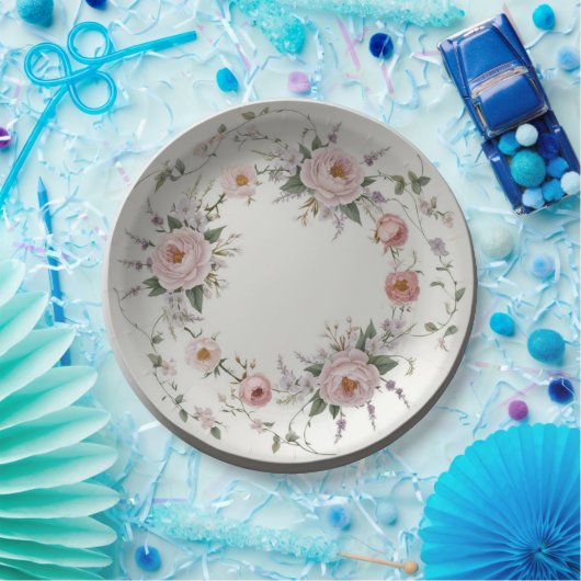 エレガントなワイルドフラワー フローラルパターン 夏のウェディング ペーパープレート (パーティー)