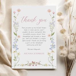 エレガントなワイルドフラワー ブルーム ブライズシャワー サンキューカード