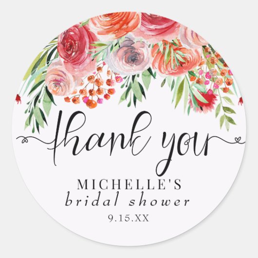 エレガントなワイルドフラワー | ボヘミアンのお礼 ラウンドシール (正面)