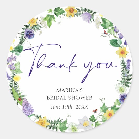 エレガントなワイルドフラワー ラウンドシール (正面)