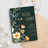 エレガントなワイルドフラワー　ラスティック　ムーディーなブライダルシャワー 招待状
