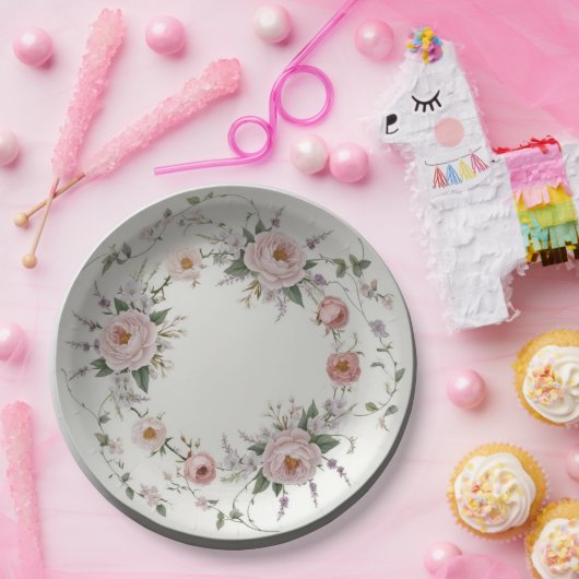 エレガントなワイルドフラワー 花柄の夏のウェディング ペーパープレート (パーティー)