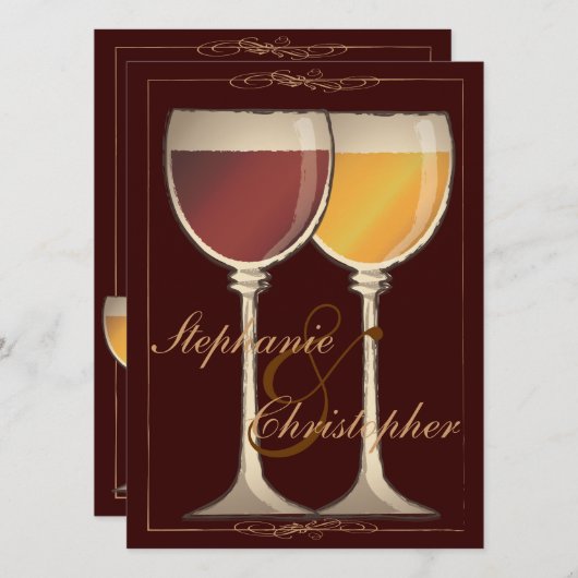 エレガントなワインのテーマのブライダルシャワーの招待状 招待状 (正面/裏面)