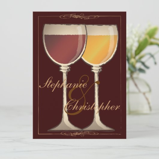 エレガントなワインのテーマのブライダルシャワーの招待状 招待状 (スタンド正面)
