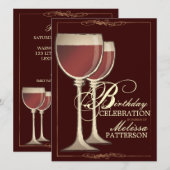エレガントなワインをテーマにした誕生日パーティーの招待状 招待状 (正面/裏面)