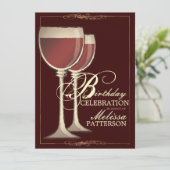 エレガントなワインをテーマにした誕生日パーティーの招待状 招待状 (スタンド正面)