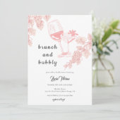 エレガントなワインボトルと葡萄の花束 ブライダルシャワー 招待状 (スタンド正面)