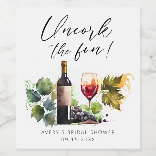 エレガントなワインラベル おしゃれなブライズシャワーのための「楽しいひとときを」 ワインラベル (シングルラベル)
