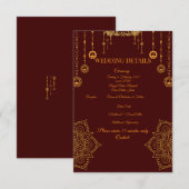 エレガントなワインレッドとゴールドの結婚式詳細カード | エンクロージャーカード (正面/裏面)
