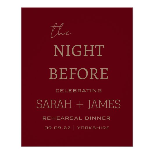 エレガントなワインレッドの前夜の食事会 ポスター (正面)