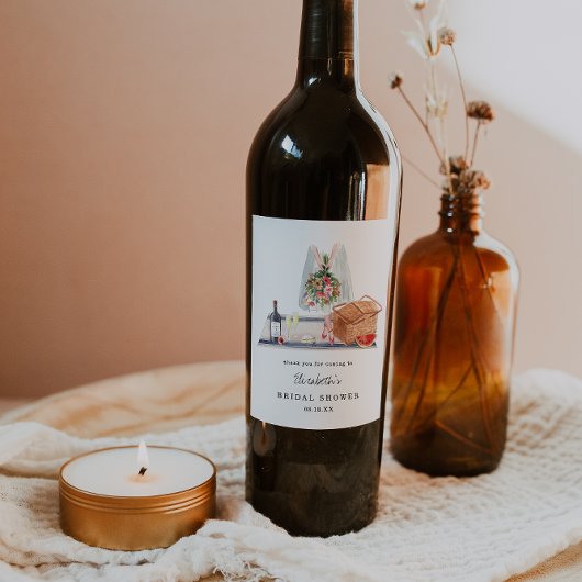 エレガントなワイン試飲 | ピクニック ブライダルシャワー ワインラベル