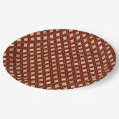 エレガントなワイン&ゴールド カーニバル ハーレクイン パターン ペーパープレート (アングル)