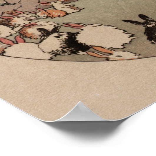 エレガントなヴィンテージうさぎアート チャーミングコテージコア ポスター (角)