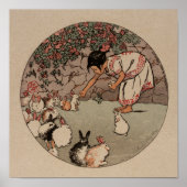 エレガントなヴィンテージうさぎアート チャーミングコテージコア ポスター (正面)