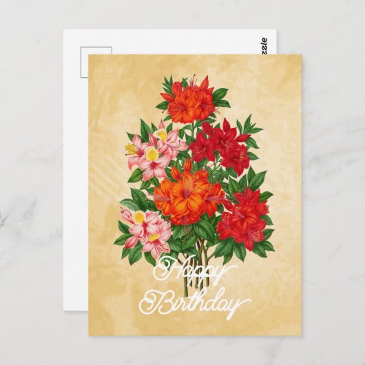 エレガントなヴィンテージのあぜりあの花 ハッピーバースデー ポストカード (正面/裏面)