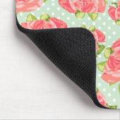 エレガントなヴィンテージのガーリーなレトロの花柄のピンクのミント マウスパッド (コーナー)